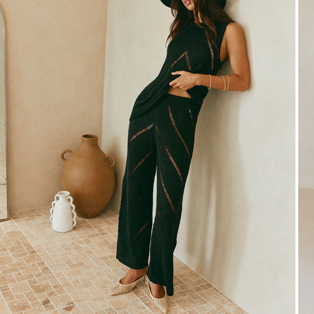 Sabo Skirt Black Knit Wide-Leg Pants